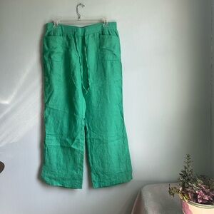 Green linen pants